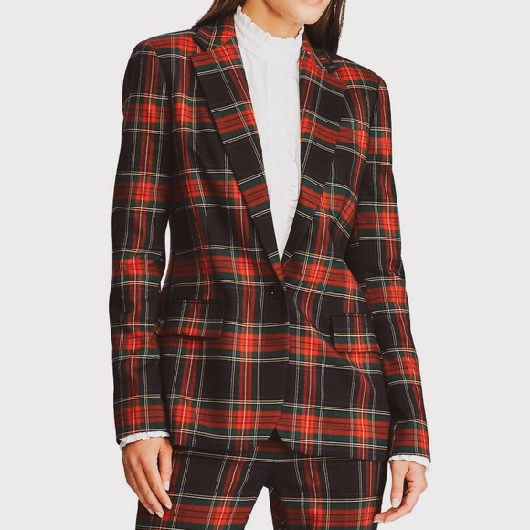 lauren ralph lauren tartan crest twill plaid blazer